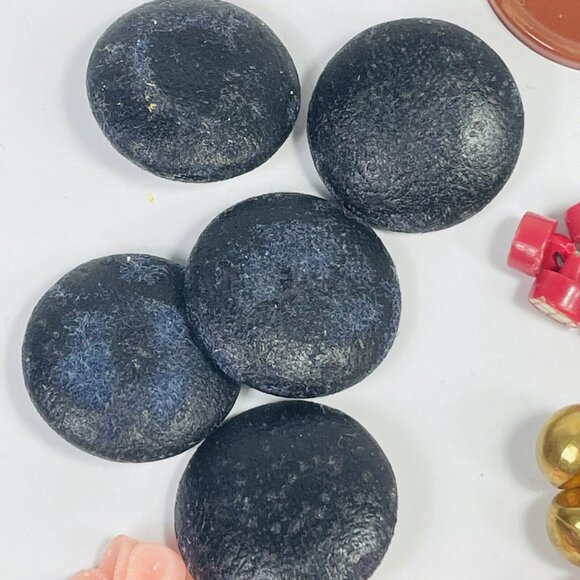 Button Pink Black Mother Pearl Plastic Metal Shell Random Lot Vintage For Crafts - Picture 2 of 15